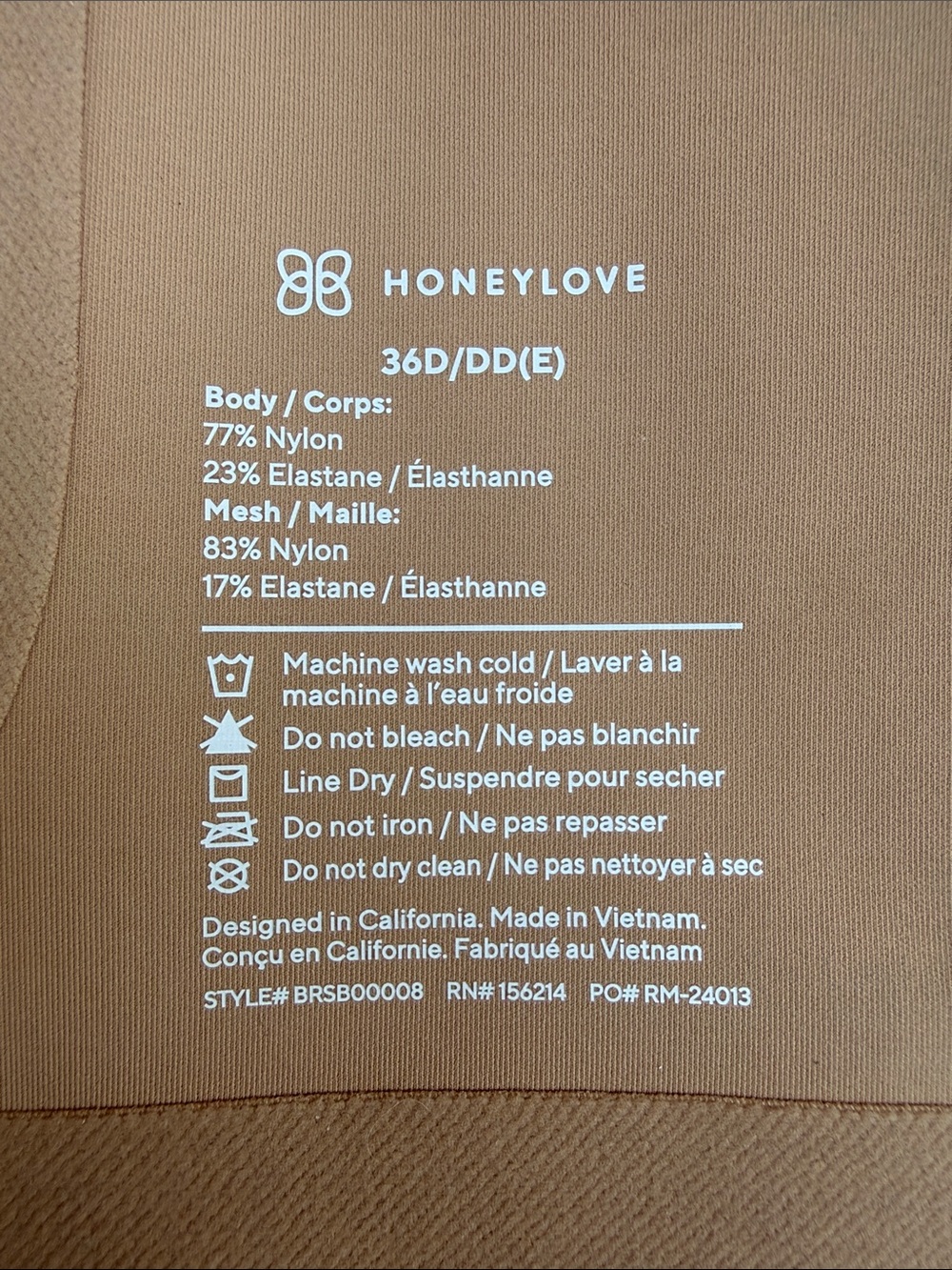 Honeylove CrossFlex Activity Bra Sand 36D/DD(E) NWT Wireless - Picture 4 of 5